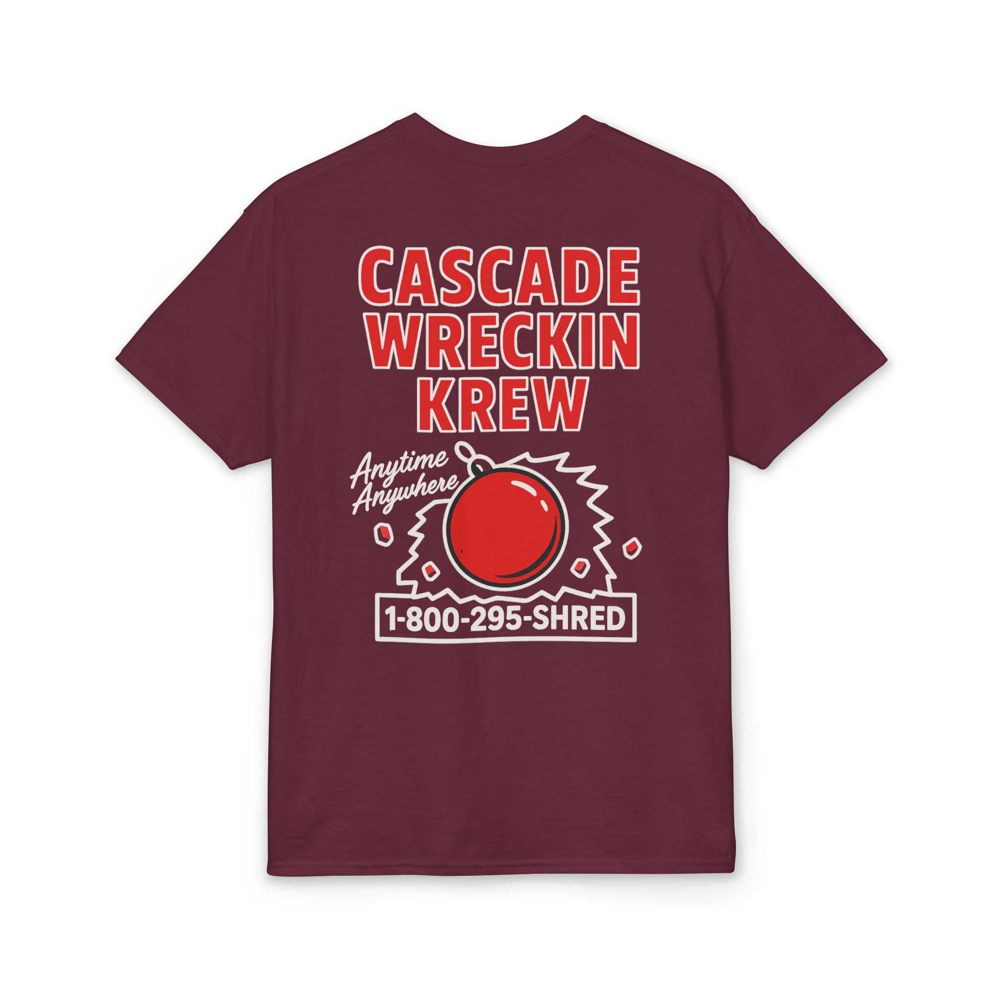 Cascade Wreckin Krew Graphic T-Shirt — 'Anytime Anywhere' Bowling Pin Smash Tee