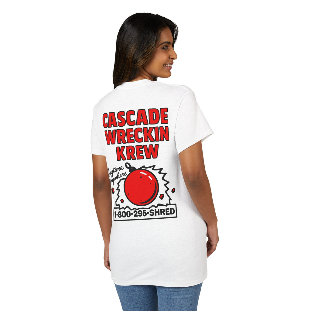 Cascade Wreckin Krew Graphic T-Shirt — 'Anytime Anywhere' Bowling Pin Smash Tee