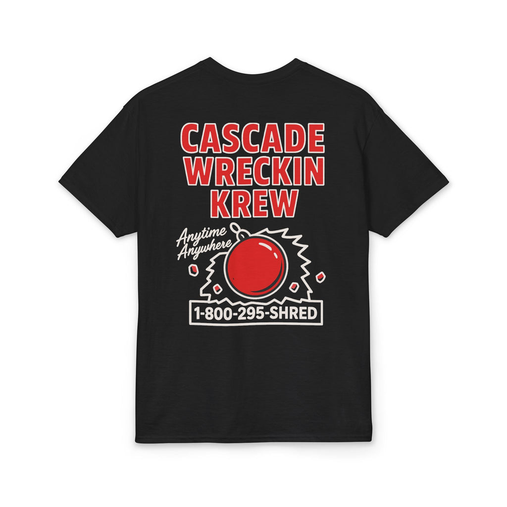 Cascade Wreckin Krew Graphic T-Shirt — 'Anytime Anywhere' Bowling Pin Smash Tee