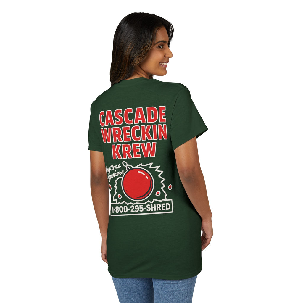 Cascade Wreckin Krew Graphic T-Shirt — 'Anytime Anywhere' Bowling Pin Smash Tee