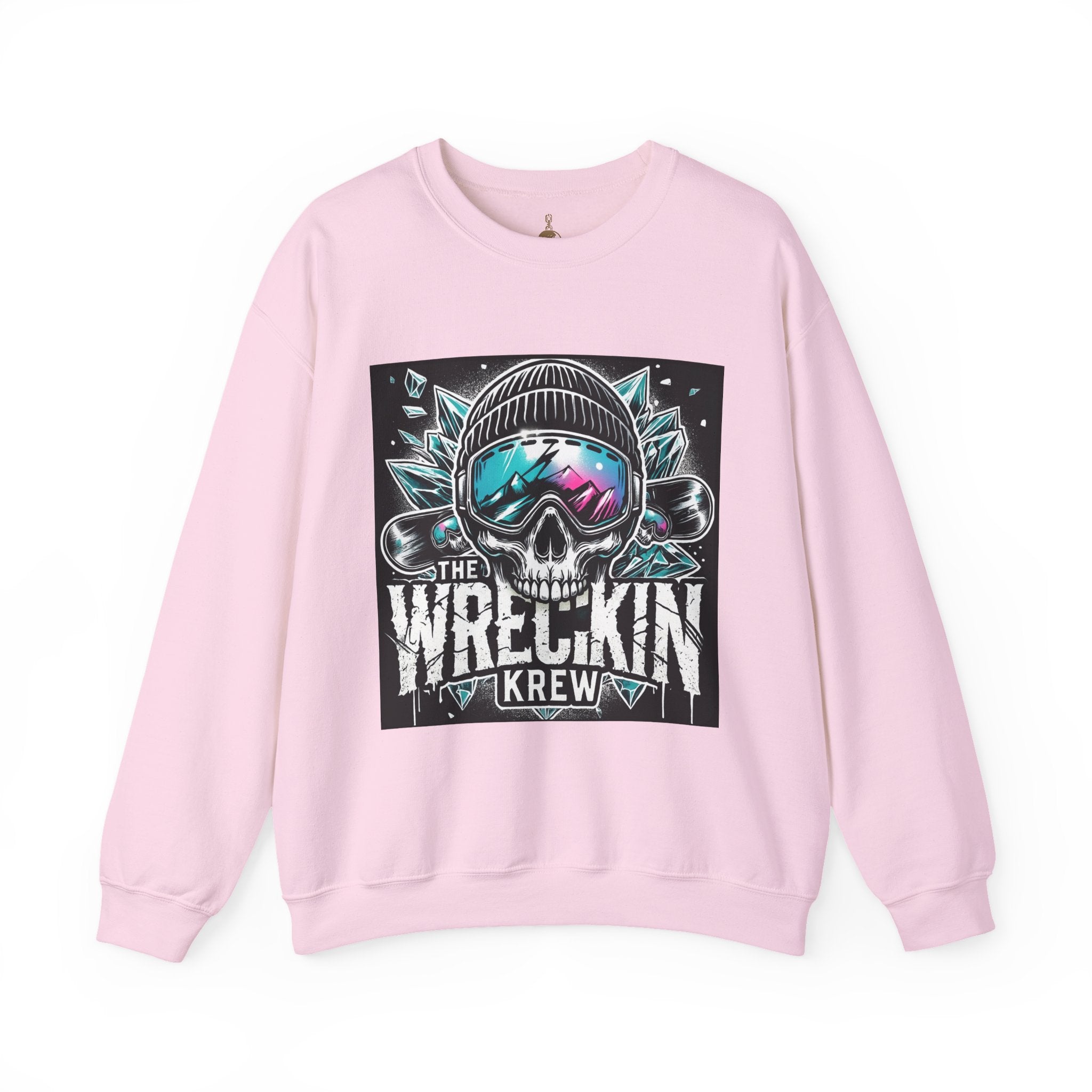 Crewneck Sweatshirt — "The Wreckin Krew" Skull Ski/Snowboard Graphic