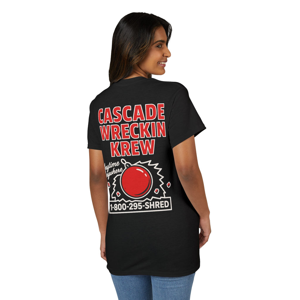 Cascade Wreckin Krew Graphic T-Shirt — 'Anytime Anywhere' Bowling Pin Smash Tee