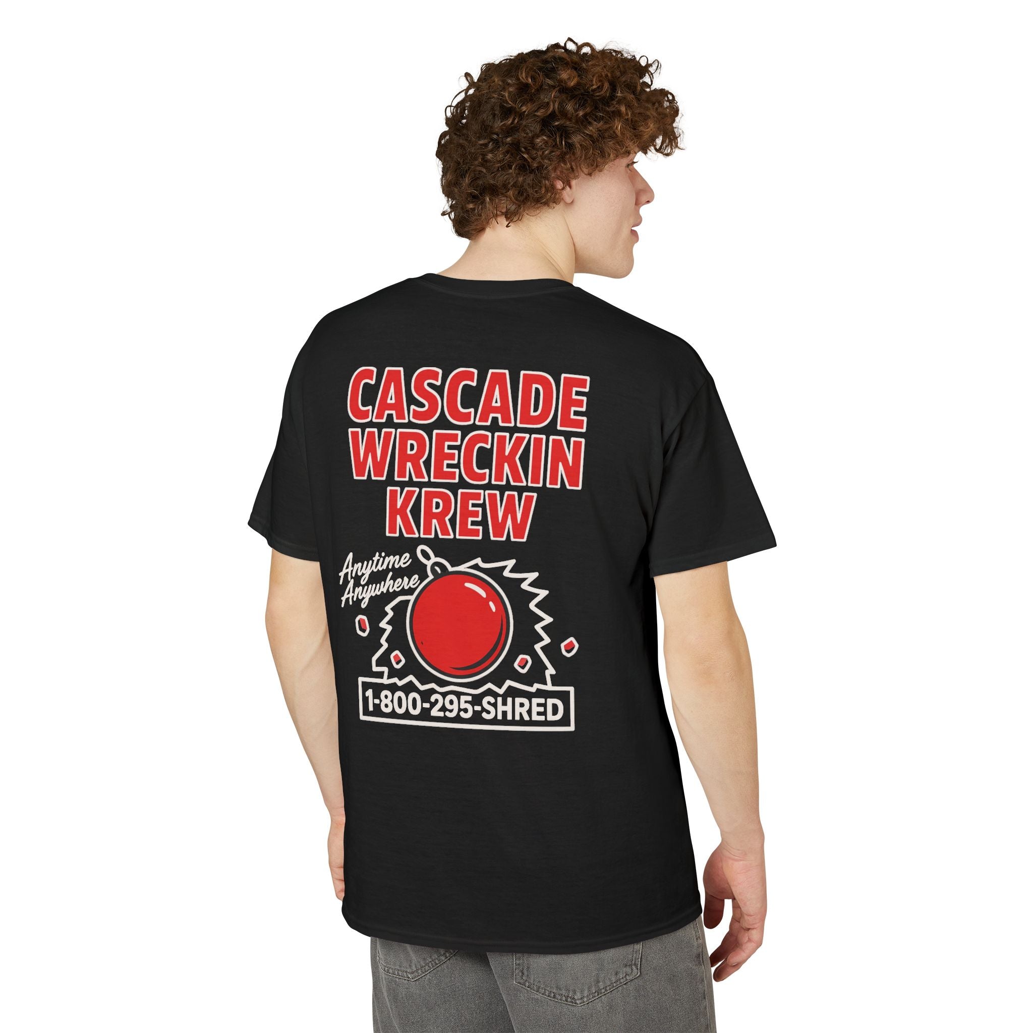 Cascade Wreckin Krew Graphic T-Shirt — 'Anytime Anywhere' Bowling Pin Smash Tee