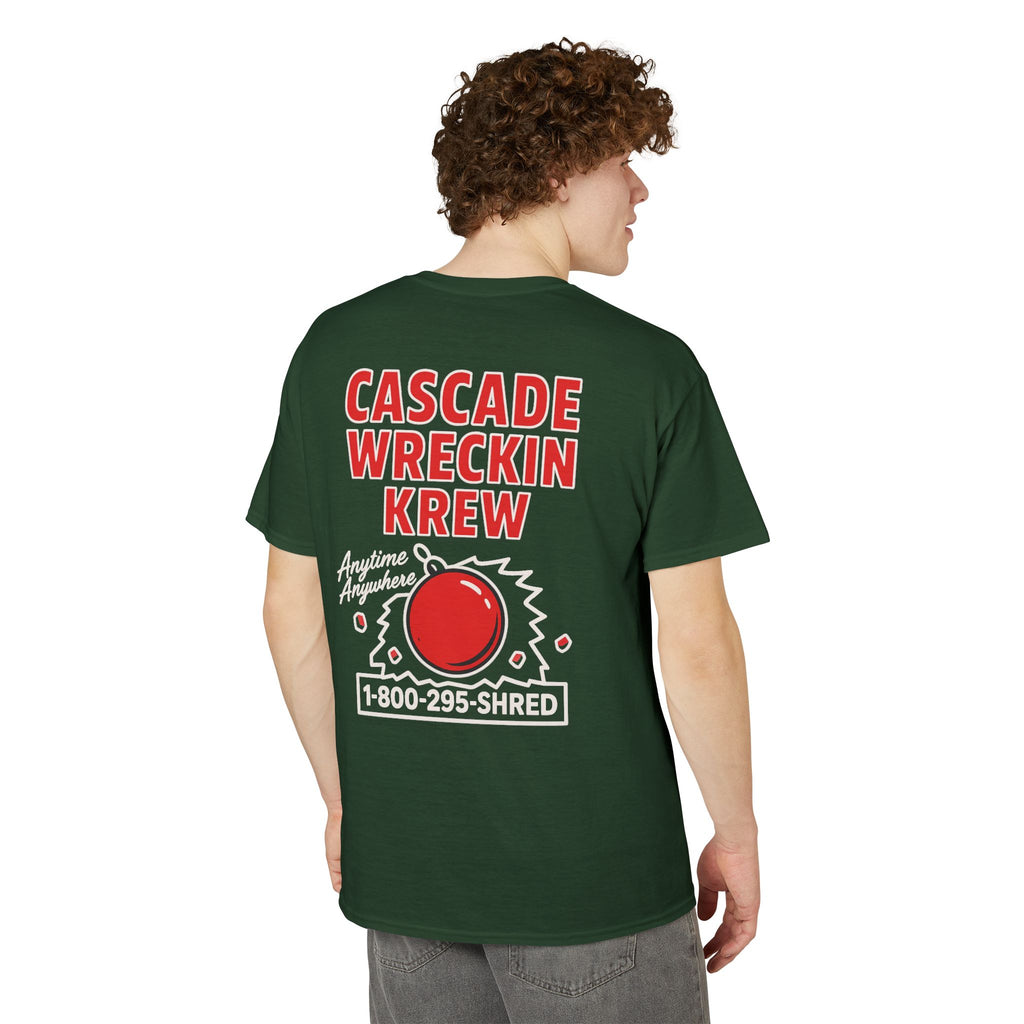 Cascade Wreckin Krew Graphic T-Shirt — 'Anytime Anywhere' Bowling Pin Smash Tee