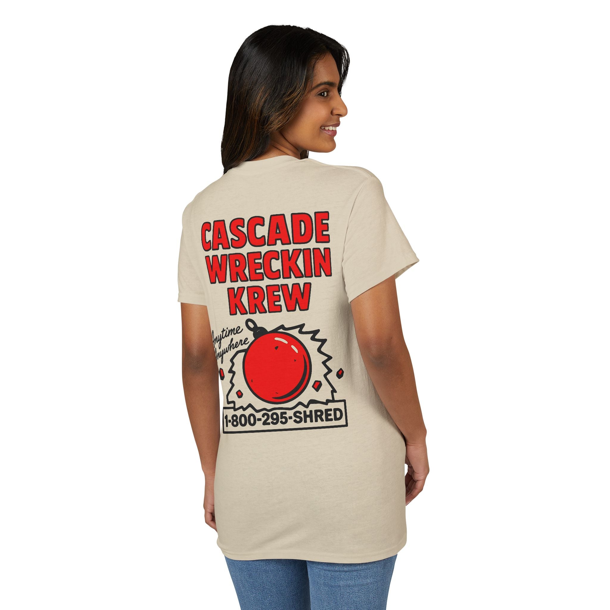 Cascade Wreckin Krew Graphic T-Shirt — 'Anytime Anywhere' Bowling Pin Smash Tee