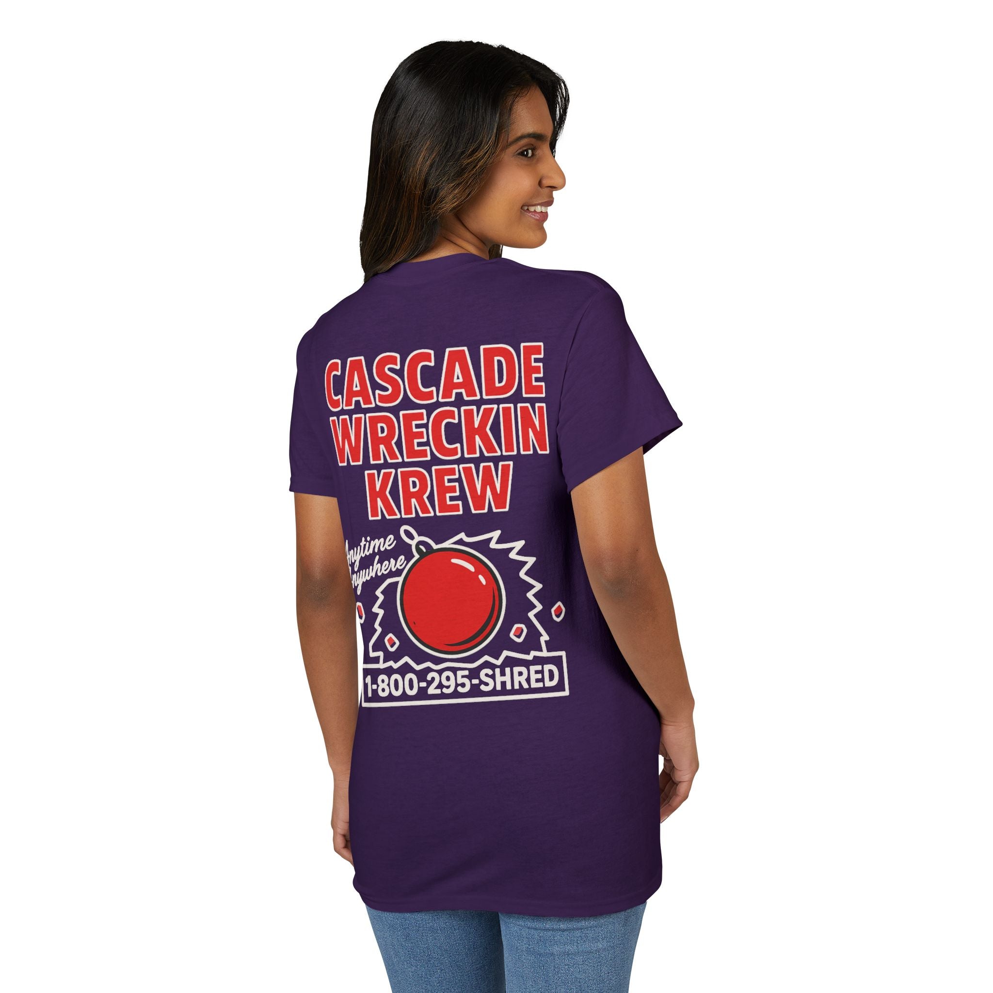 Cascade Wreckin Krew Graphic T-Shirt — 'Anytime Anywhere' Bowling Pin Smash Tee