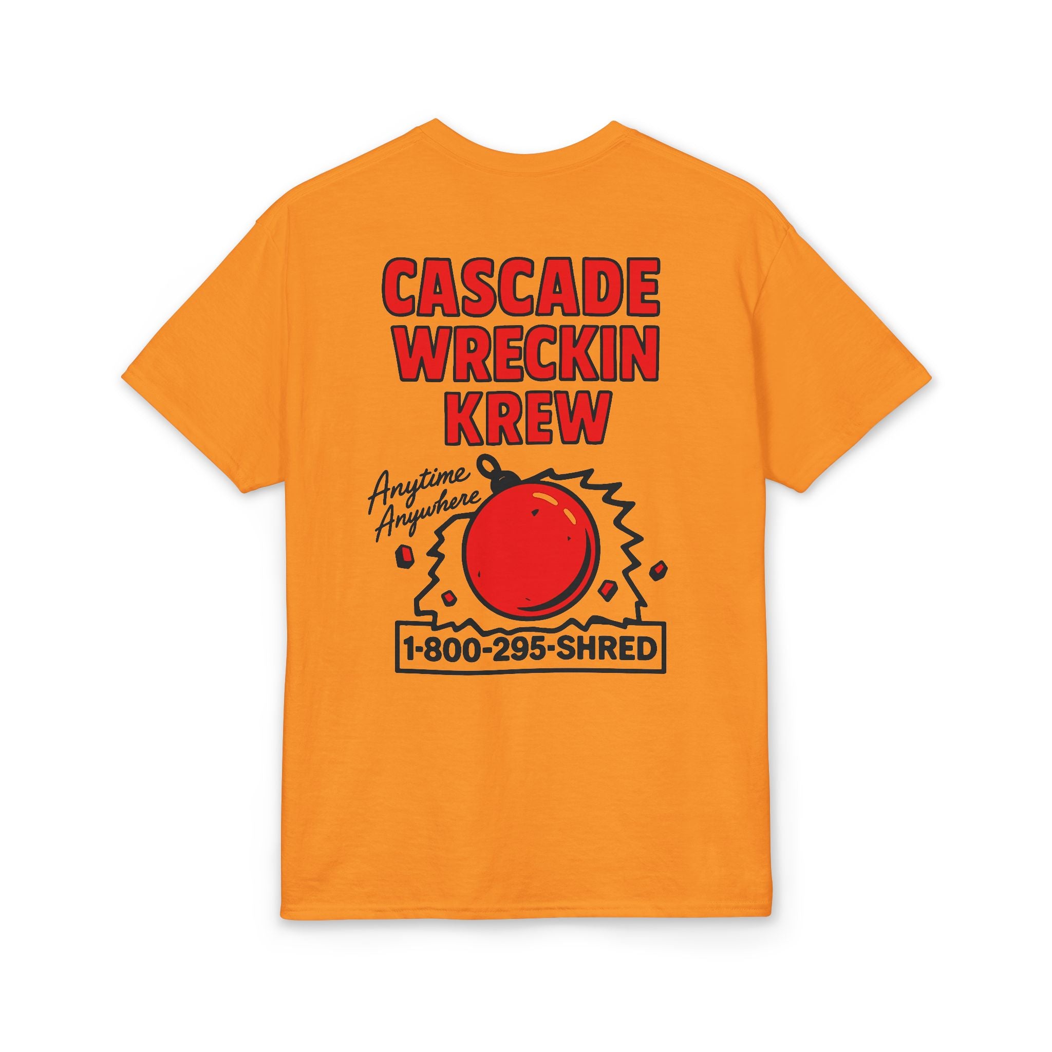 Cascade Wreckin Krew Graphic T-Shirt — 'Anytime Anywhere' Bowling Pin Smash Tee