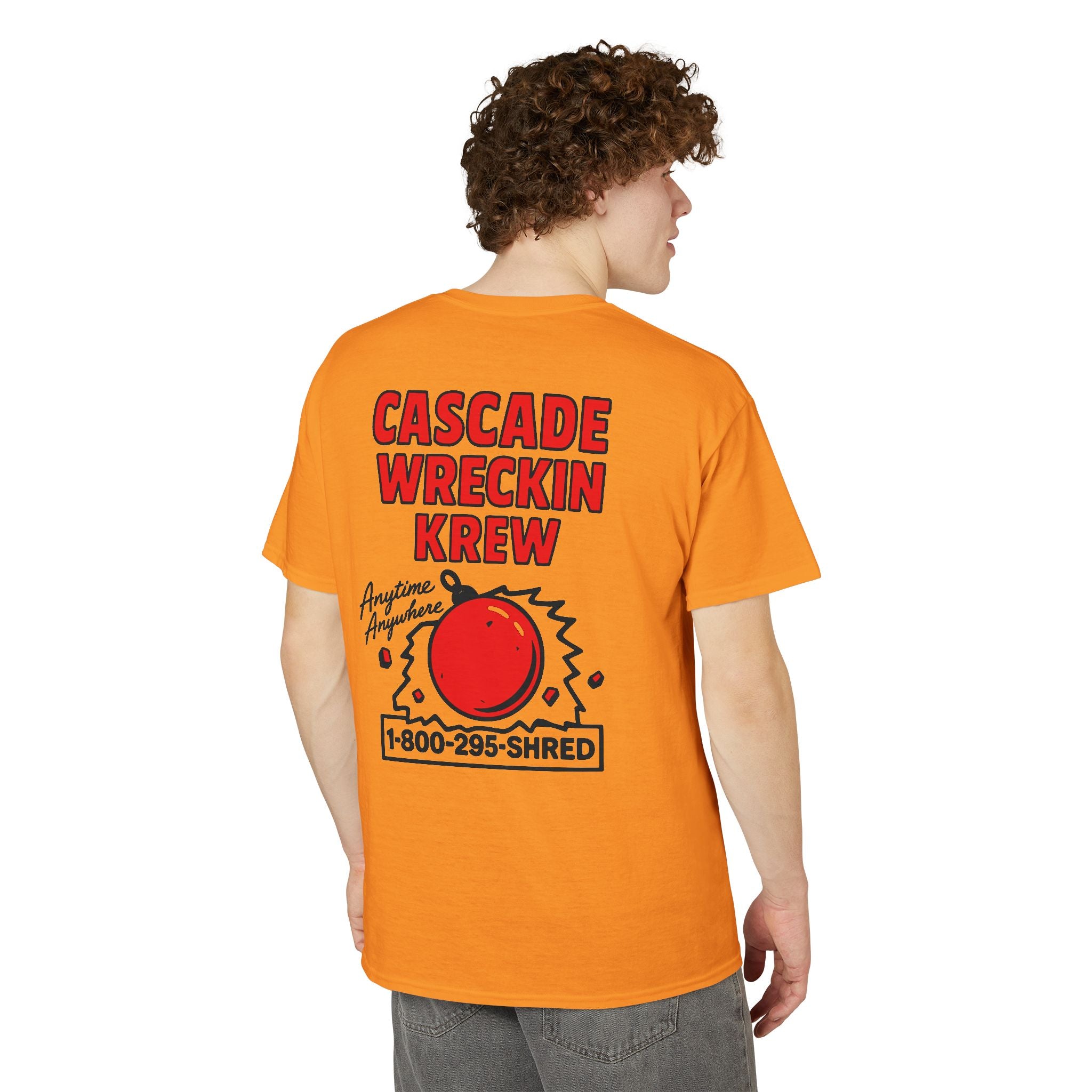Cascade Wreckin Krew Graphic T-Shirt — 'Anytime Anywhere' Bowling Pin Smash Tee